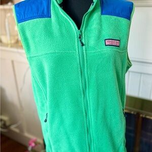 Vineyard Vines Green Fleece Vest with Blue Accents